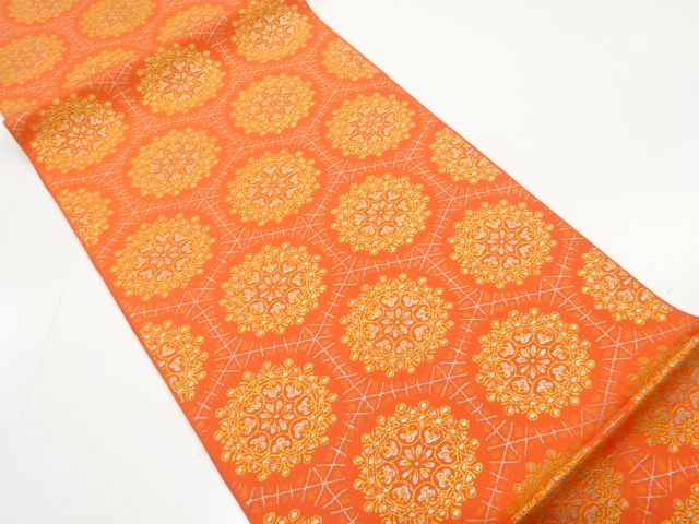 アンティーク　亀甲に華紋織り出し全通袋帯（材料）